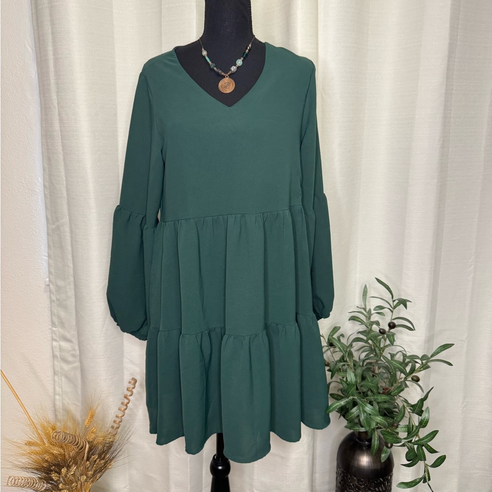 Elegant Green Tiered Dress